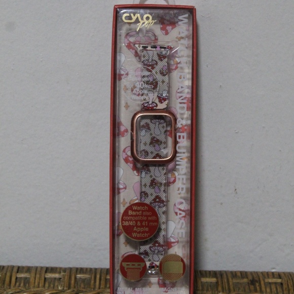 Cylo Pop.  Mushroom Print. Metal Mesh  Watch Band & Bumper Case. for Apple 41mm. - Picture 5 of 5